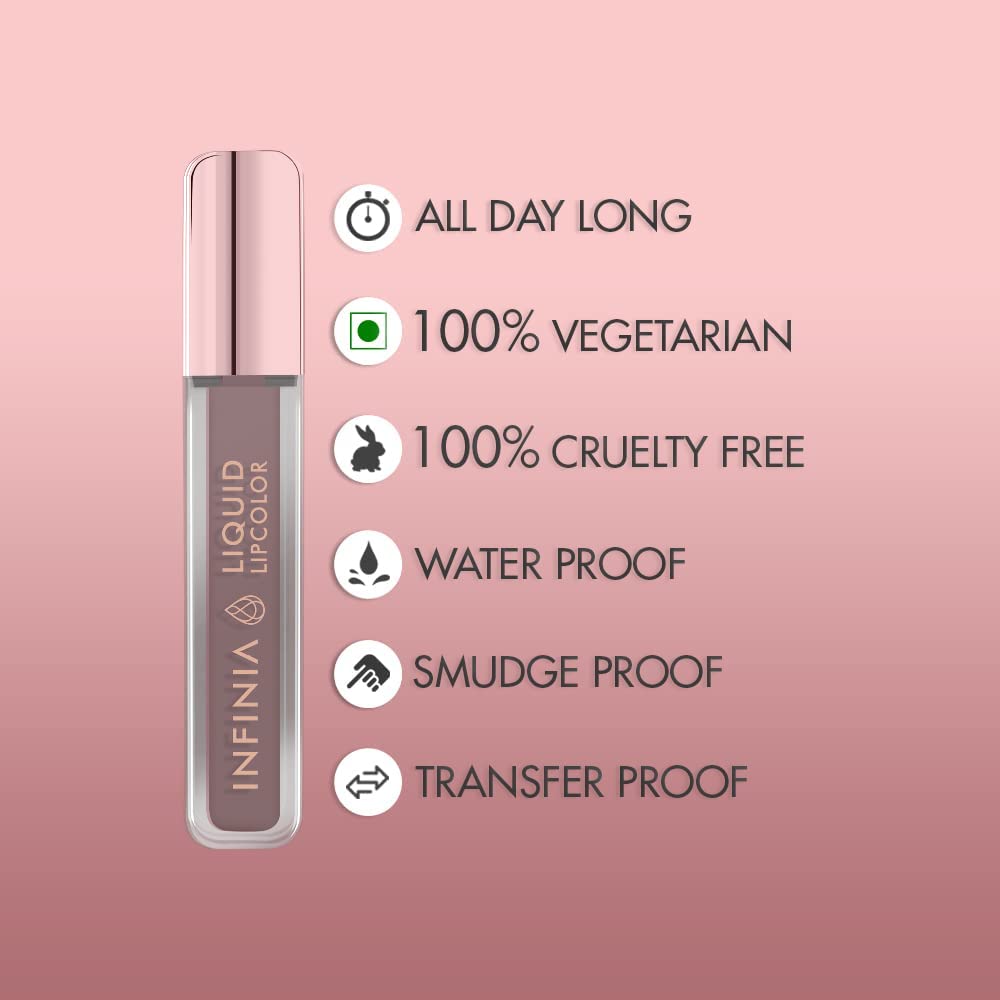INFINIA Long Lasting Liquid Lipstick - M-02 Velvet Matte Lip Color | Hydrating & Smudge Proof | Perfect for Date Night, Parties & Everyday Wear