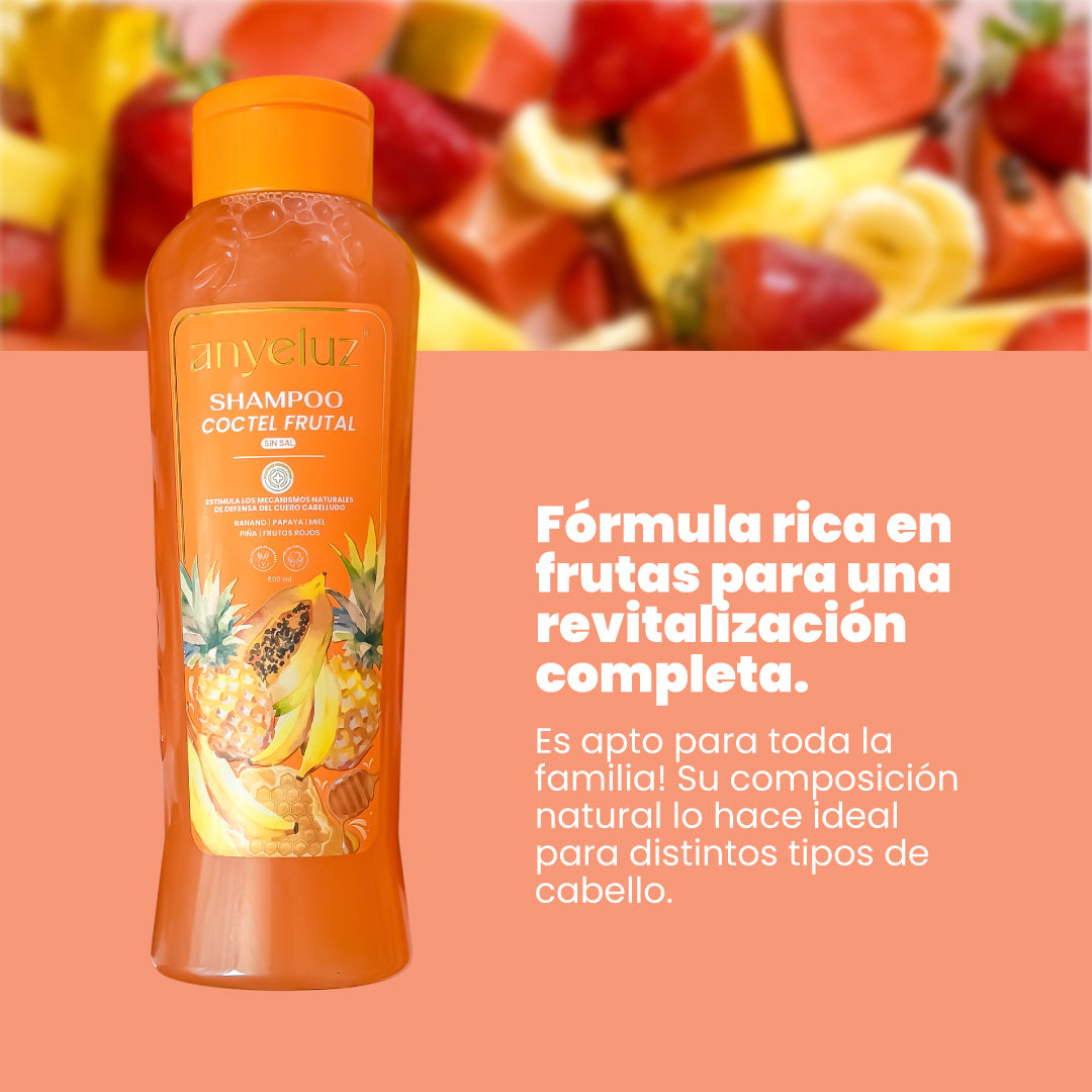 Anyeluz Fruit Cocktail Shampoo - Hydrating & Nourishing Hair Care for Dry & Damaged Hair - Perfect for Daily Use & Salon-Like Results at Home