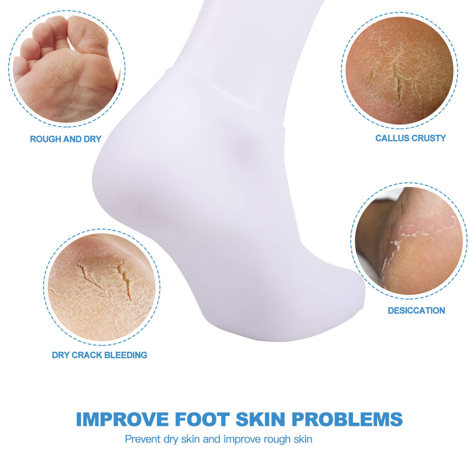 OSALADI Moisturizing Heel Socks 2 Pairs - Exfoliating & Hydrating Foot Care Socks for Soft Cracked Heels | Reusable Spa Pedicure Socks with Lotion | Perfect for At-Home Foot Treatments, Nighttime Moisturizing & Beauty Routines