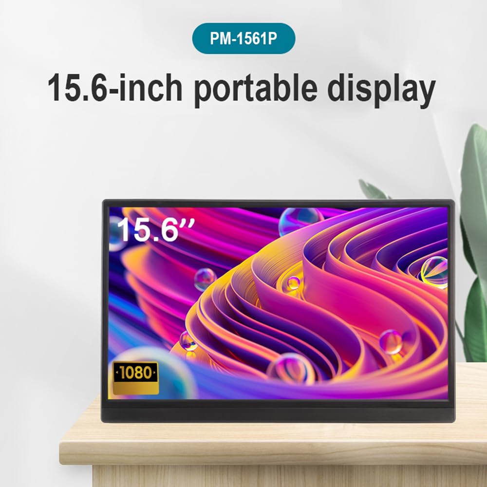 15.6 Inch Portable Monitor for Laptop - Full HD 1080P Travel Monitor with Stand & Dual Speakers - External Gaming Screen for Laptop, PC, Smartphone - Perfect for Work, Gaming, and Remote Learning