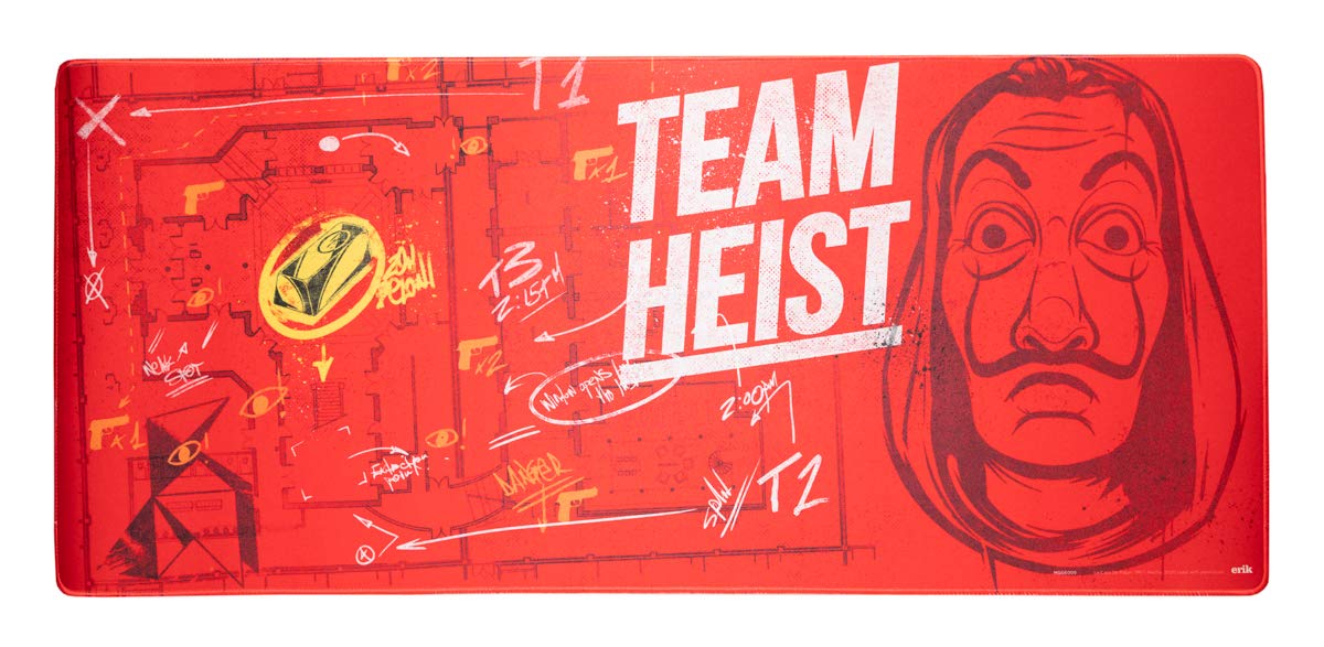 Erik Money Heist XXL Gaming Mouse Pad - 31.5 x 13.78 Inch Non-Slip Rubber Base Desk Mat for Keyboard & Mouse - Perfect for Gaming, Office & Work Setup - Great Gift for Gamers & Fans