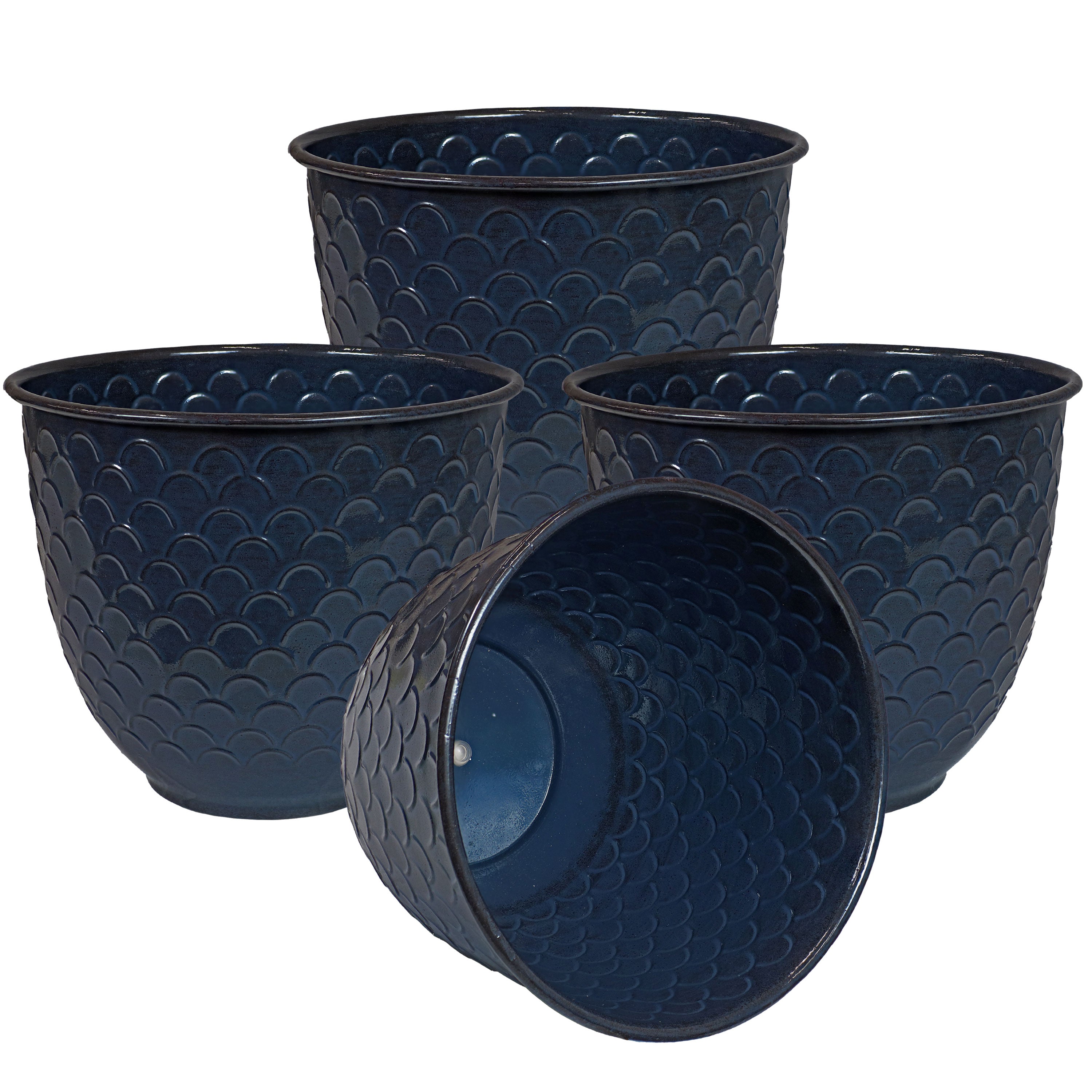 Sunnydaze Dinah 12.5 Inch Metal Outdoor Plant Pots - Rust-Resistant Garden Planter for Patio, Deck, Balcony & Backyard Decor