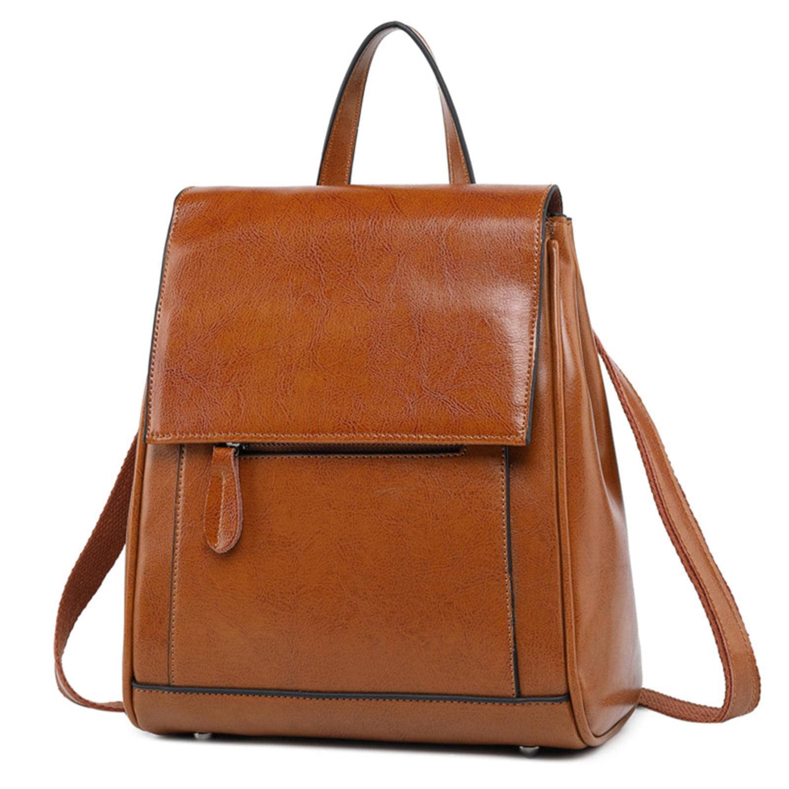 Stylish Women's Leather Backpack - Premium Oil Waxed Genuine Leather Rucksack for Work, Travel & Everyday Use | Durable & Water-Resistant | Perfect for Commuting, College & Outdoor Adventures