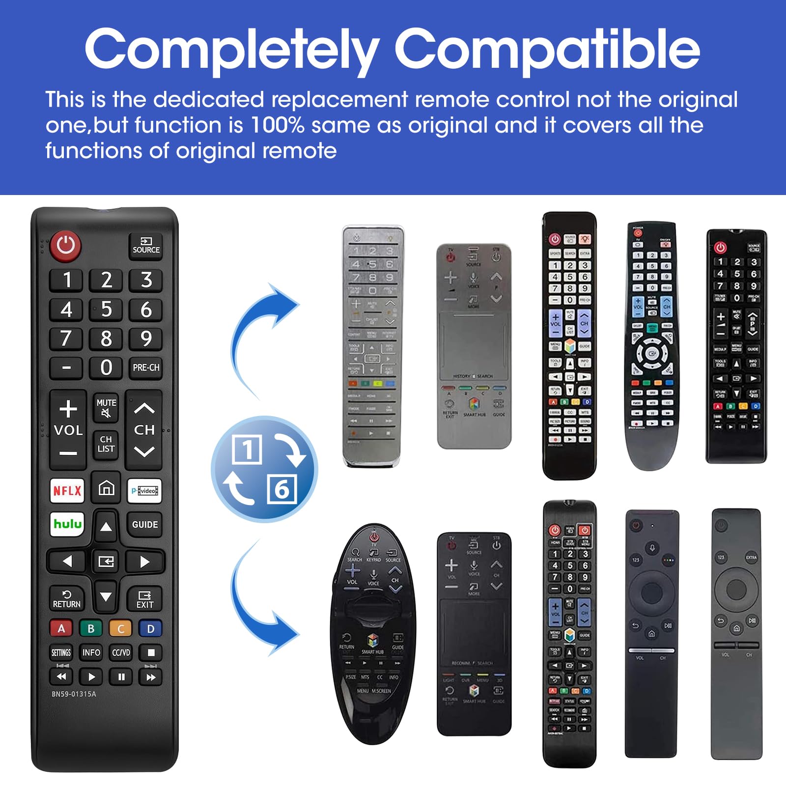 3-Pack Universal Samsung TV Remote Replacement - Compatible with All Samsung Smart, LCD, LED, 3D & HDTV Models (Perfect for Living Room, Bedroom & Home Theater Setup)