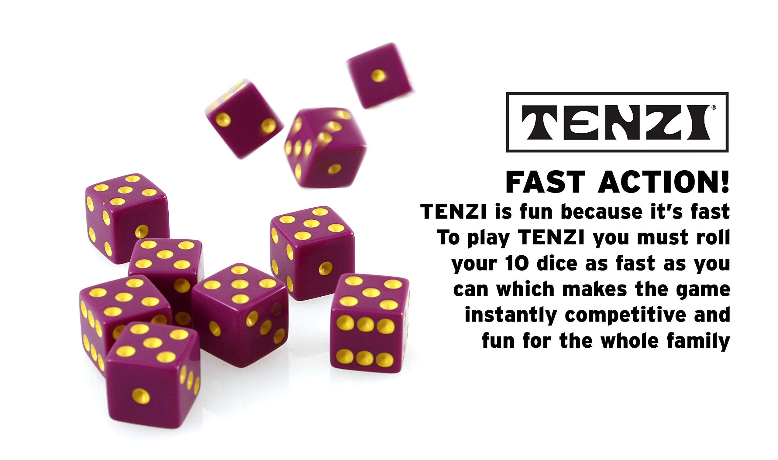TENZI Party Pack Dice Game - Fast-Paced Family Fun with 6 Sets of 10 Multi-Colored Dice & Storage Case - Perfect for Game Nights, Travel, and Classroom Activities