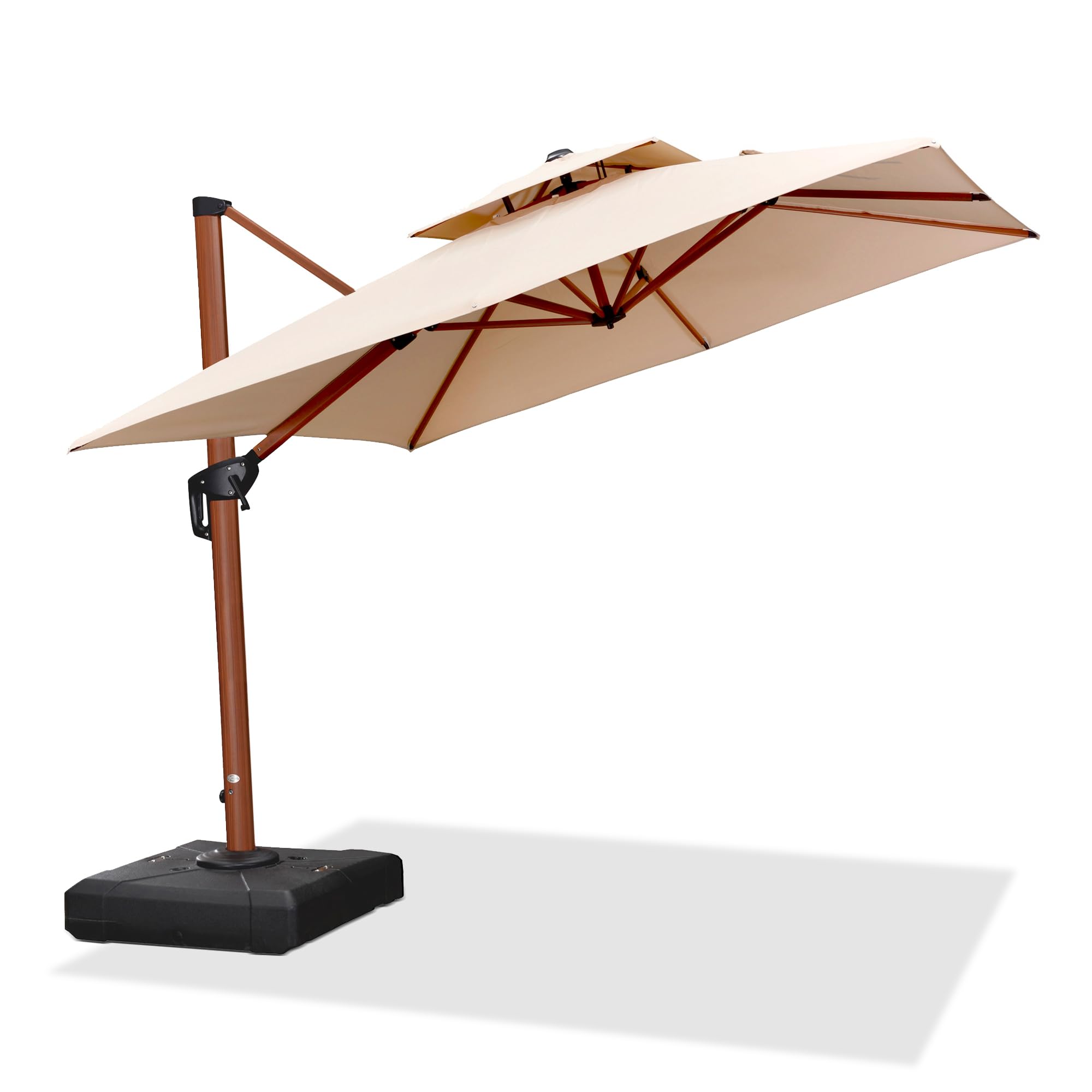 PURPLE LEAF 9ft Patio Umbrella - Heavy Duty Square Cantilever Outdoor Umbrella, Windproof & UV Protection, Beige - Perfect for Garden, Deck, Poolside & Outdoor Dining Areas