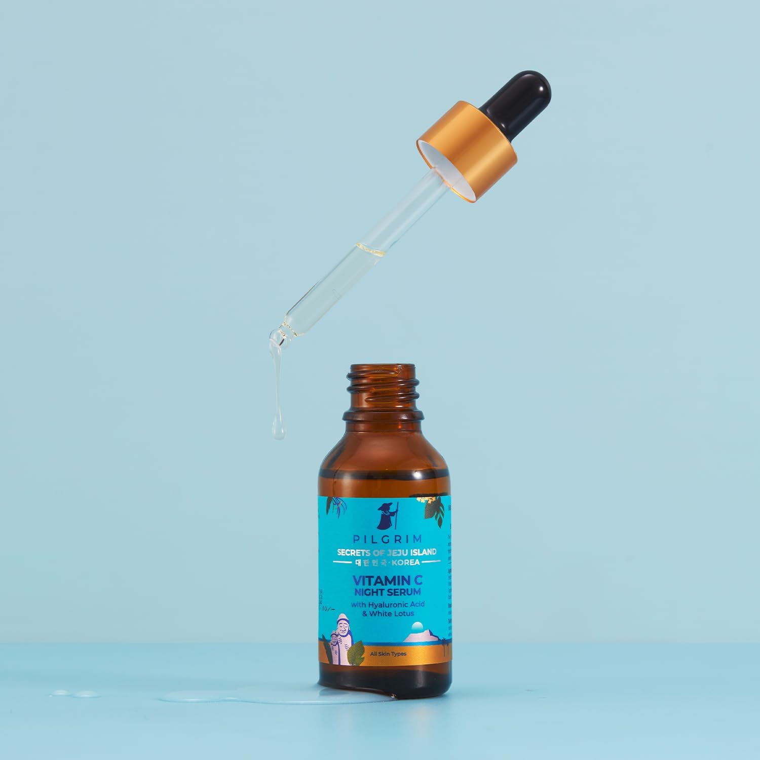 PILGRIM Korean 5% Vitamin C Face Serum (Oil Based) with Hyaluronic Acid for Glowing & Radiant Skin - Vegan & Cruelty-Free Skincare for Women & Men | 30ml | Perfect for Daily Anti-Aging Routine & Brightening Dull Skin