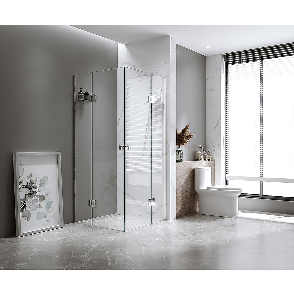 100x120cm Black Double Door Corner Shower Screen with Channels & Stainless Steel Hinges - Perfect for Modern Bathroom Renovations & Spa-Style Showers