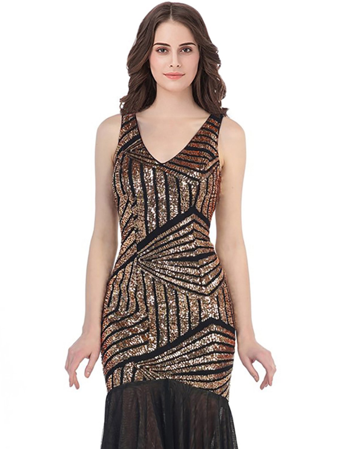 Elegant Mermaid V-Neck Long Evening Dress for Prom, Formal Parties & Special Occasions | Maxi Gown with Stria Detailing (HEV056) | Perfect for Weddings, Galas & Red Carpet Events