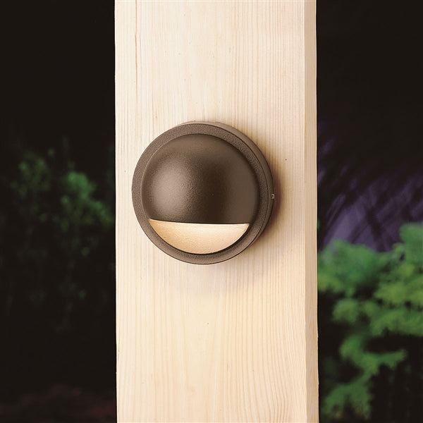 Kichler 15764AZT30R 1LED 3000K Half Moon Deck Light in Textured Architectural Bronze - Outdoor Landscape Lighting for Patio, Garden, and Pathway