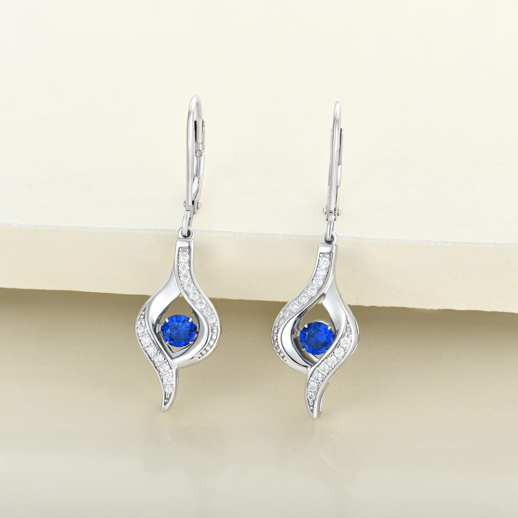 925 Sterling Silver Halo Dangle Earrings with Birthstone | Elegant Women's Jewelry Gift for Birthday, Anniversary & Special Occasions