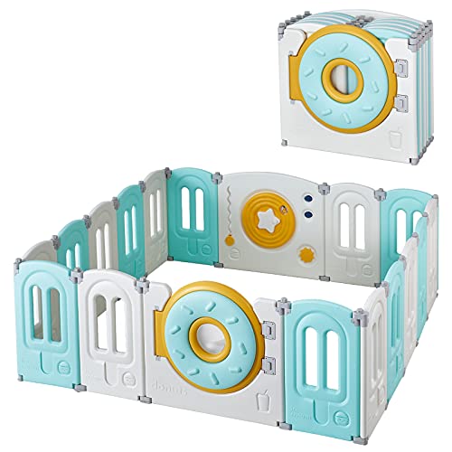 Albott 18-Panel Baby Playpen - Adjustable Donut Shape Play Yard, 26