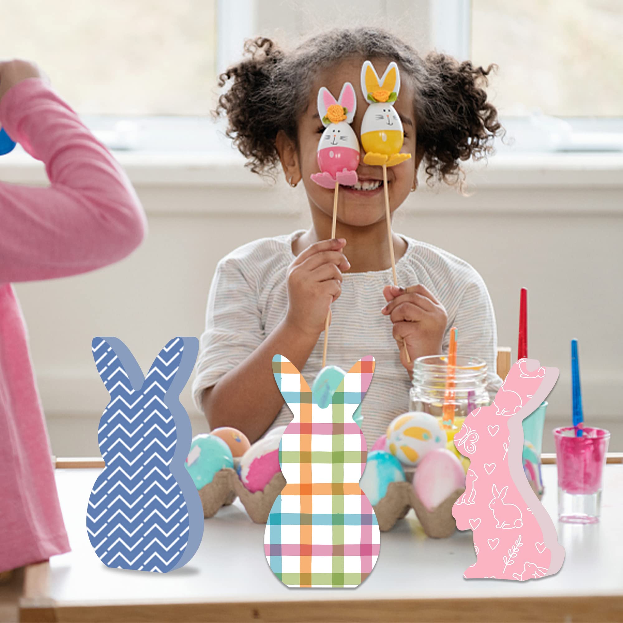 12 Pcs Unfinished Easter Bunny Wood Signs - DIY Rabbit Wood Blocks for Spring Crafts, Holiday Decorations & Party Centerpieces - Perfect for Easter Celebrations, Home Decor, and Seasonal Table Settings