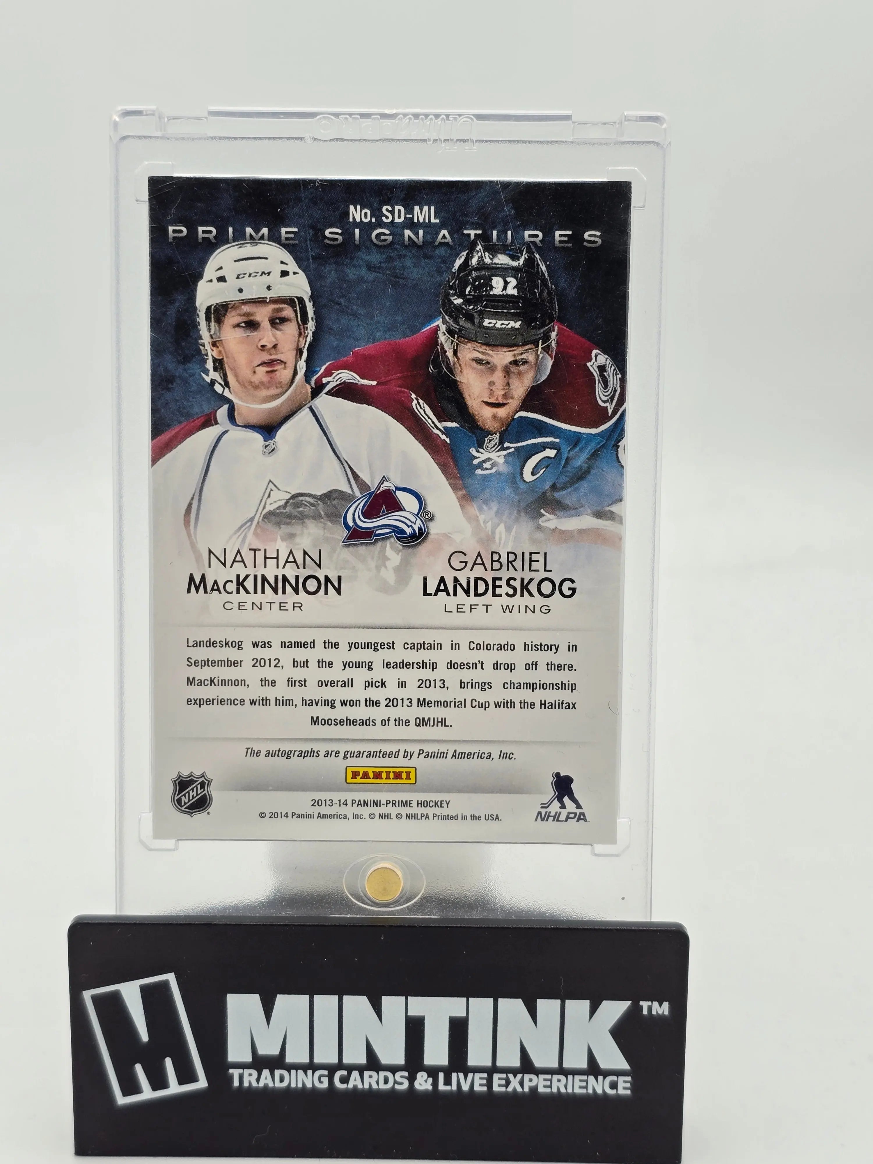 2013-14 Panini Prime Hockey Nathan MacKinnon & Gabriel Landeskog Dual Prime Signatures Autograph Card /50 - Rare Collectible for Hockey Fans & Sports Memorabilia Enthusiasts