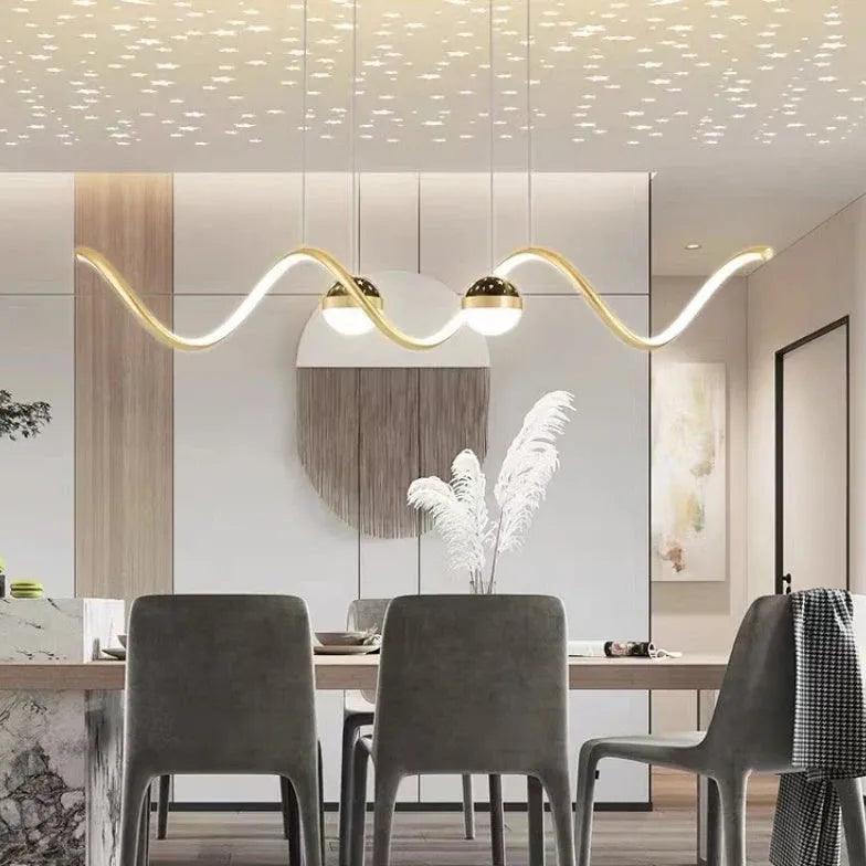 Modern Wavy Spherical Pendant Light for Dining Room - Elegant Ceiling Lighting Fixture for Kitchen Island, Breakfast Nook & Home Decor