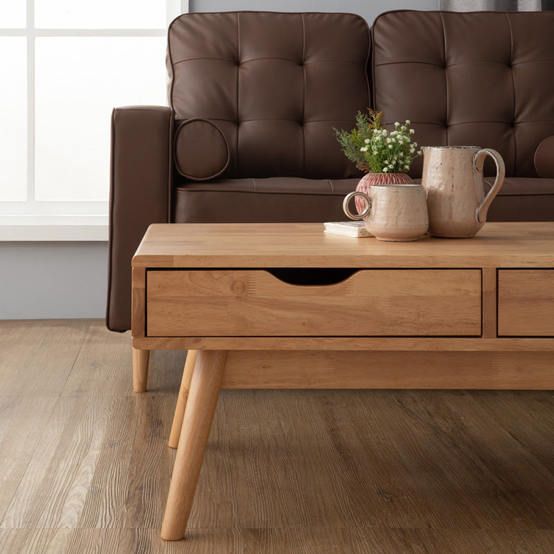 Modern LAMAR Coffee Table with 2 Drawers - 106cm Natural Wood Living Room Furniture for Small Spaces | Perfect for Living Room, Lounge & Apartment Decor