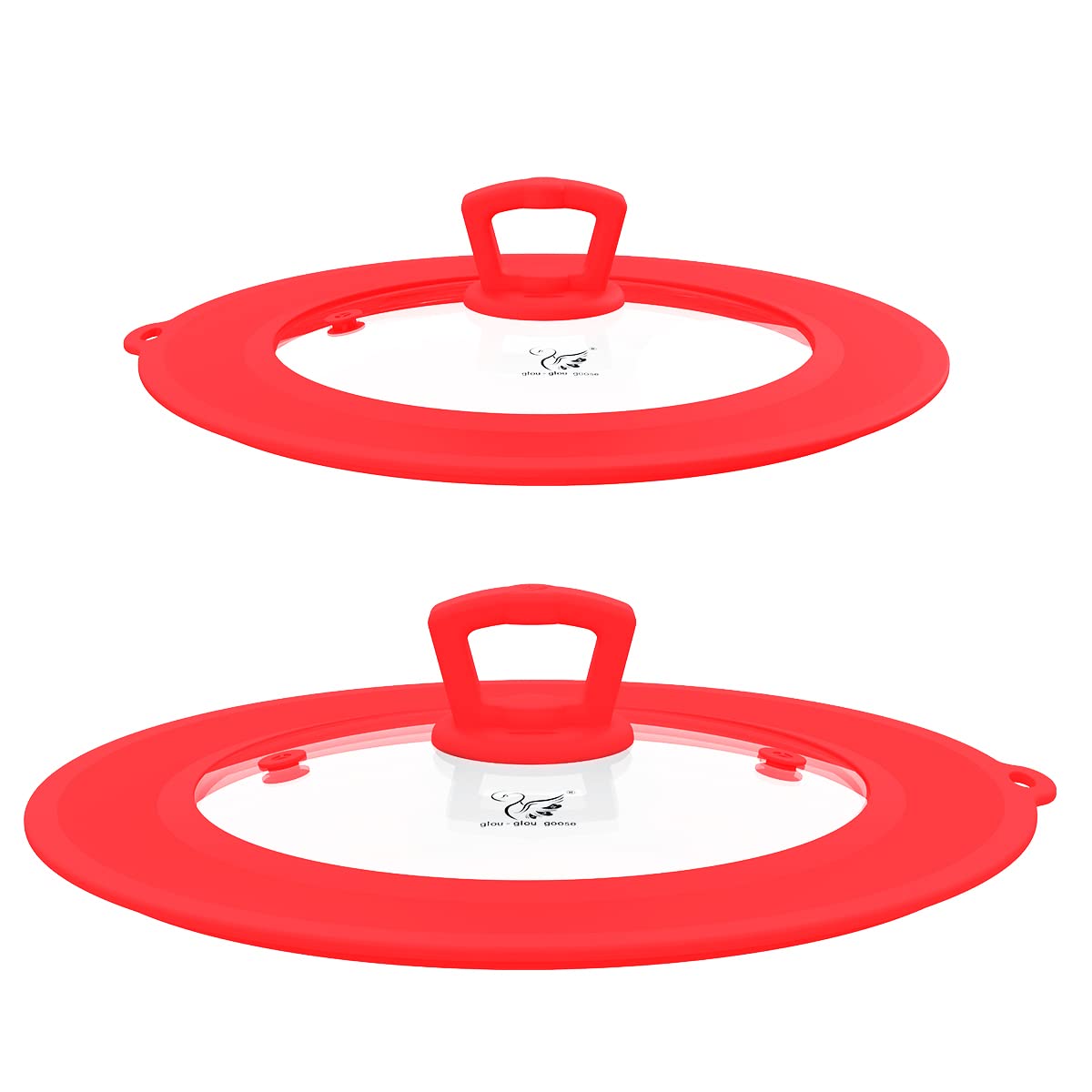 2-Pack Universal Vented Glass Pot Lid Set - Heat Resistant Silicone Rim, Microwave Safe Splatter Cover Fits 8
