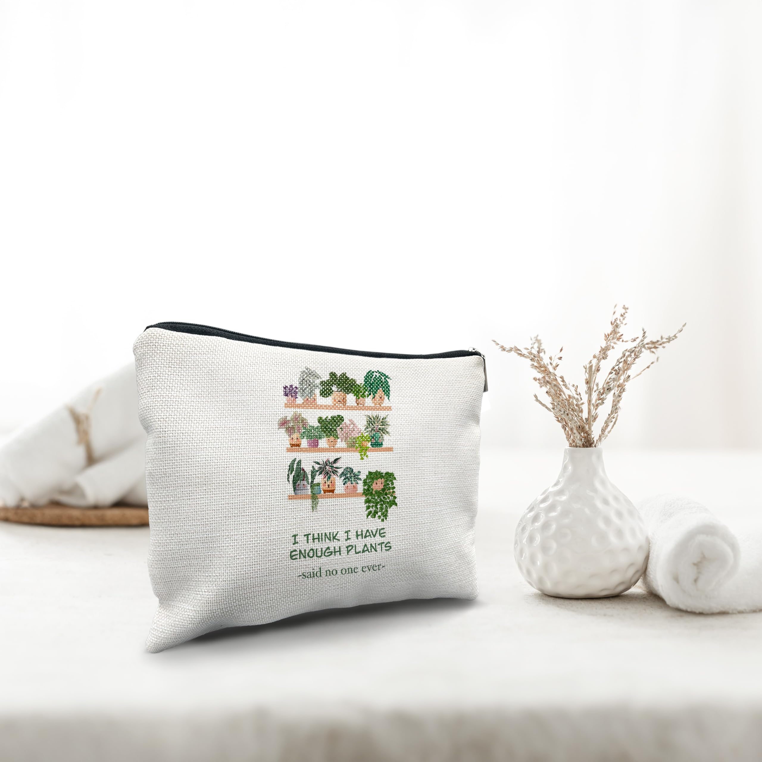 Funny Plant Mom Gifts - Nogrit Plant Lady Cosmetic Bag with 'I Think I Have Enough Plants' Design, Travel Toiletry Pouch for Gardeners & Plant Lovers - Perfect for Makeup Storage, Travel Essentials & Gardening Enthusiast Gifts