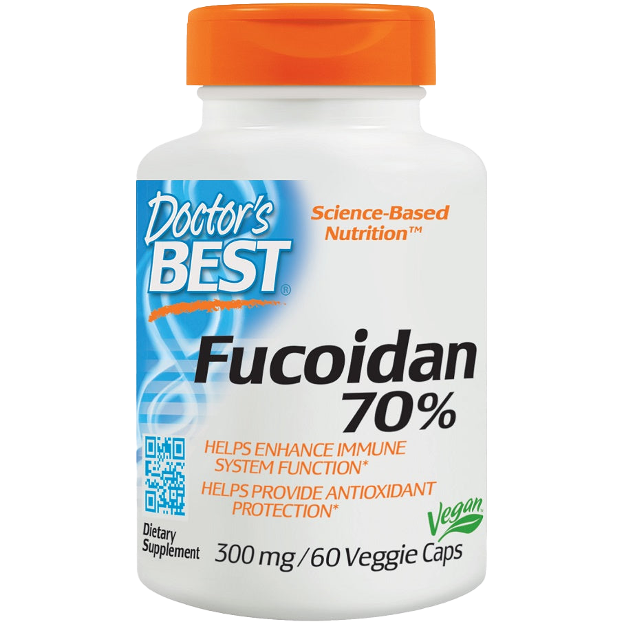 Doctor's Best Fucoidan 70% Supplement - 300mg per Serving, 60 Vegan Capsules - Supports Immune Health & Cellular Function - Perfect for Daily Wellness Routine