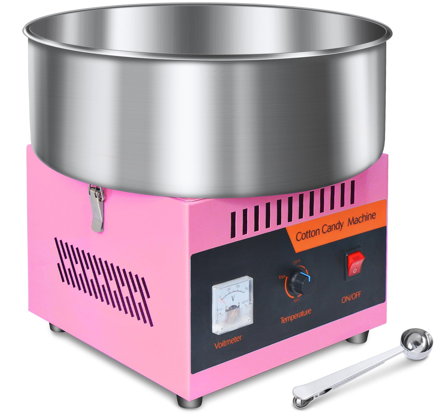 Commercial Cotton Candy Machine 1000W - Electric Candy Floss Maker with Stainless Steel Bowl & Sugar Scoop - Perfect for Kids Birthday Parties, Carnival Events, and Family Gatherings (Pink)