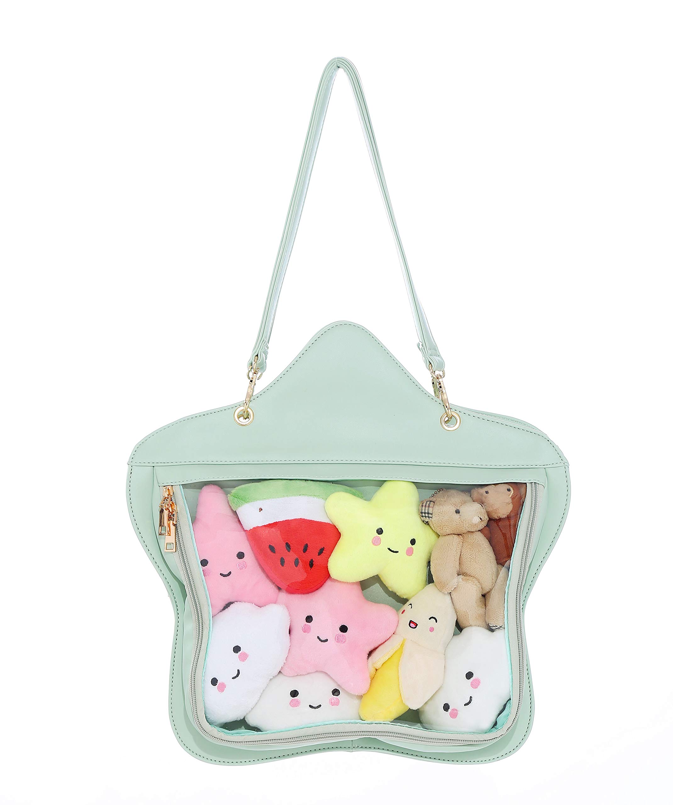 Stylish Clear PVC Candy Leather Handbag - Kawaii Transparent Purse for Women, Lolita Ita Bag, Star Print Crossbody Bags & Backpacks | Perfect for Cosplay, Anime Conventions, and Daily Fashion Accessories