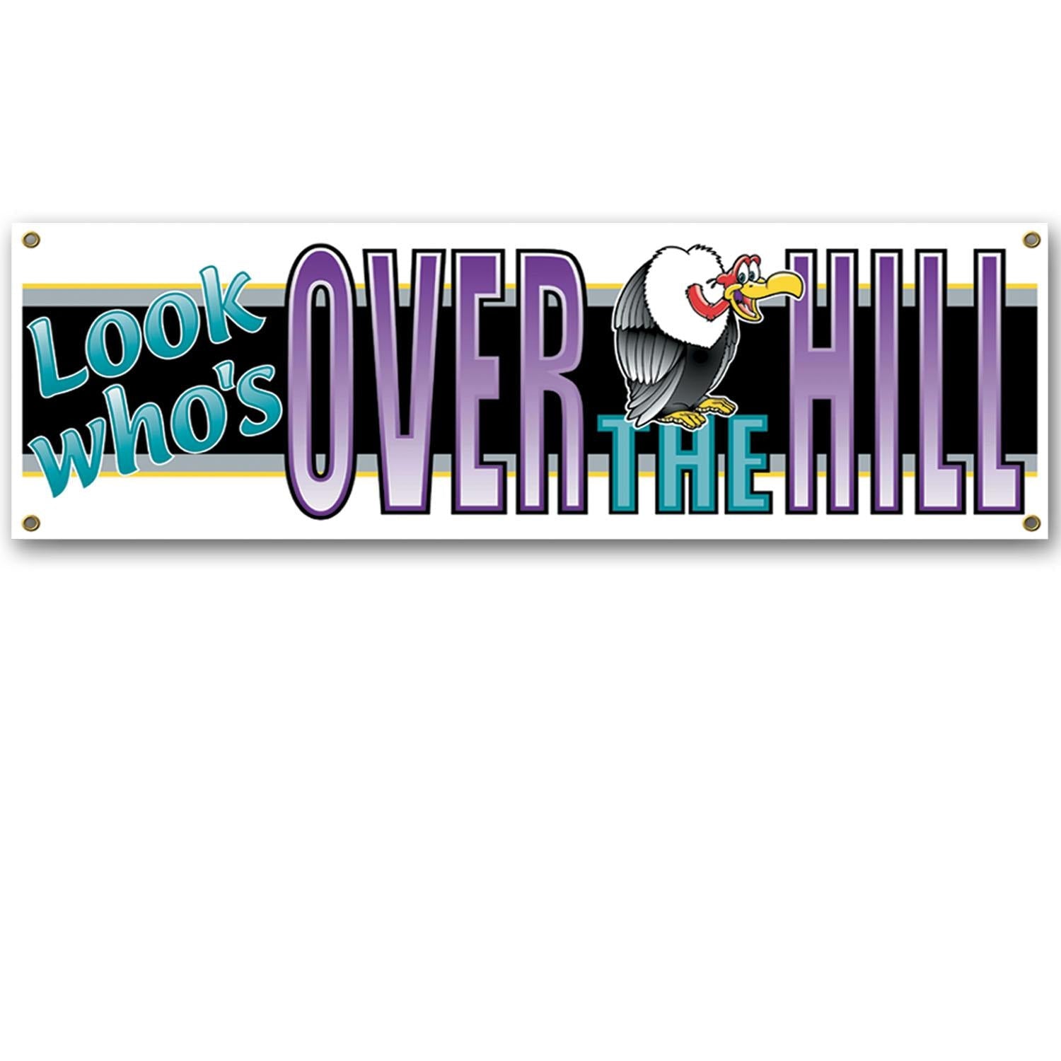 12 Pack Beistle Look Who's Over The Hill Birthday Sign Banner - Funny 60th Birthday Decorations for Party Supplies, Retirement Celebration & Milestone Events