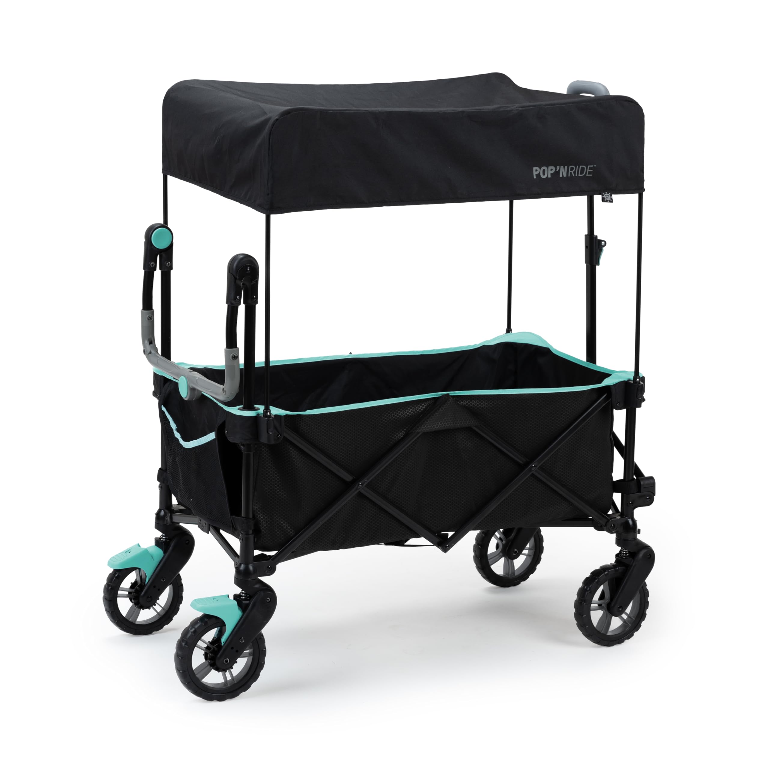 Ingenuity Pop 'N Ride Lightweight Stroller Wagon for 2 Kids - Summer-Ready with Face-to-Face Seats, 3-Point Harnesses & Sun Canopy | Perfect for Beach Outings, Park Visits & Family Travel