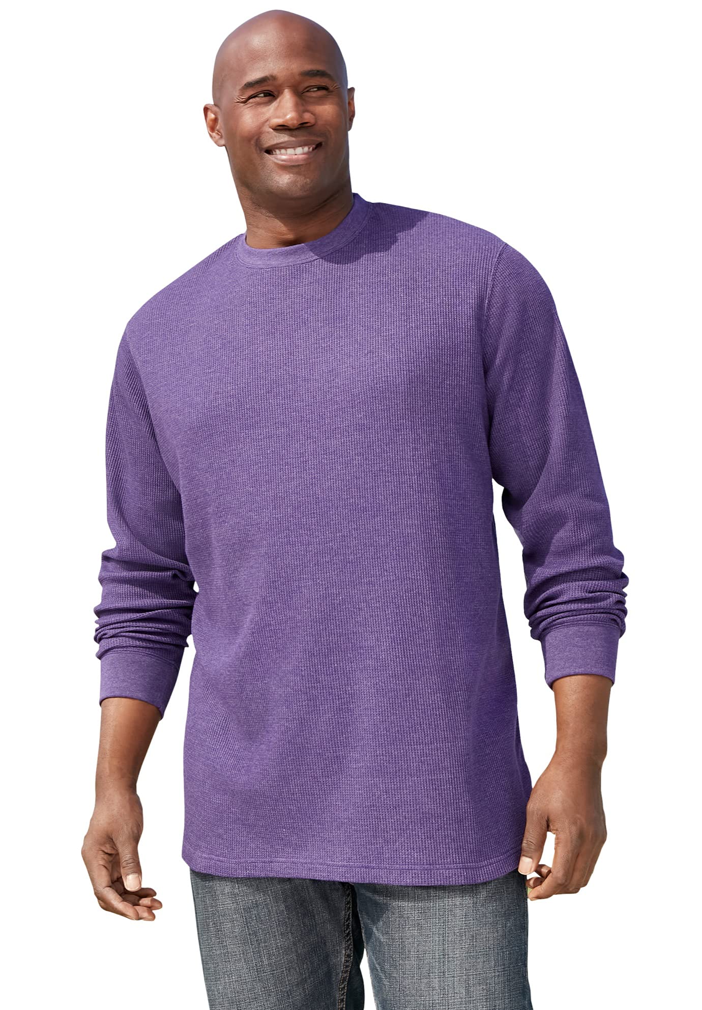 KingSize Men's Big & Tall Waffle-Knit Thermal Crewneck Long Sleeve Shirt - Warm Winter Underwear Top for Cold Weather Layering & Outdoor Activities