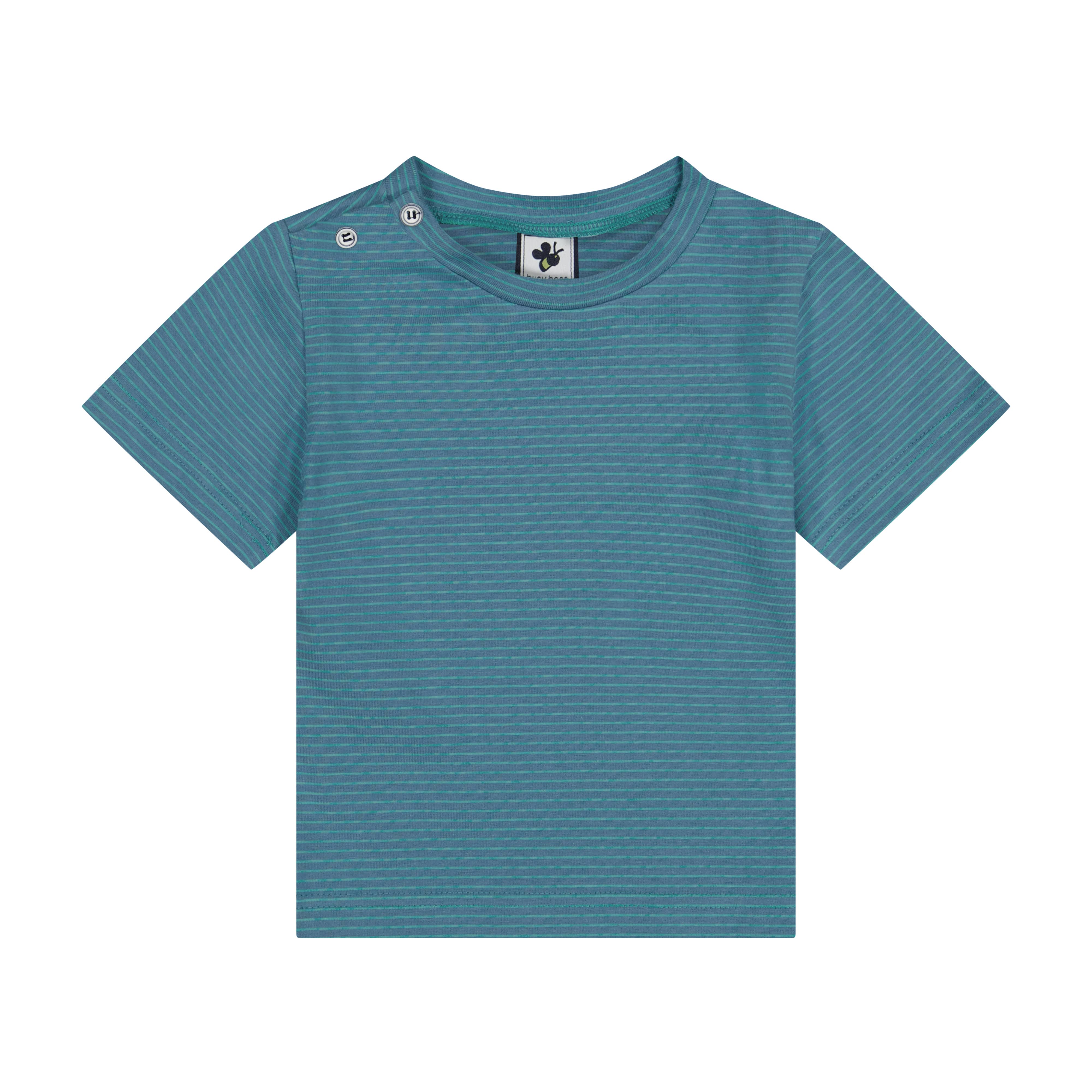 Henry Button Tee - Blue Green Mini Stripe Cotton Shirt for Men | Casual Wear & Everyday Outfits