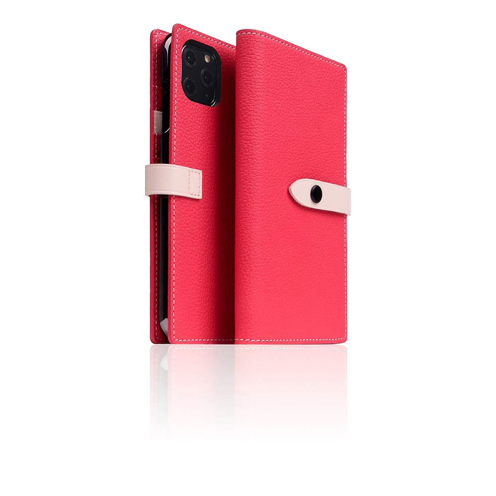 Premium D8 Edition Full Grain Leather Wallet Case for iPhone 11 Pro Max - Handmade Flip Cover with Card Slots & Gift Box (Rose Pink) | Slim Protective Phone Cover for Everyday Use, Business Meetings & Travel