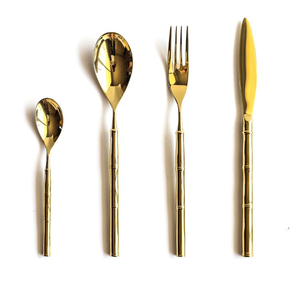 24-Piece Matte Gold Silverware Set - 304 Stainless Steel Flatware Set with Knives, Spoons & Forks - Elegant Modern Cutlery for Wedding, Party & Everyday Dining - Dishwasher Safe Kitchen Utensils - Perfect for Home Entertaining & Restaurant Use