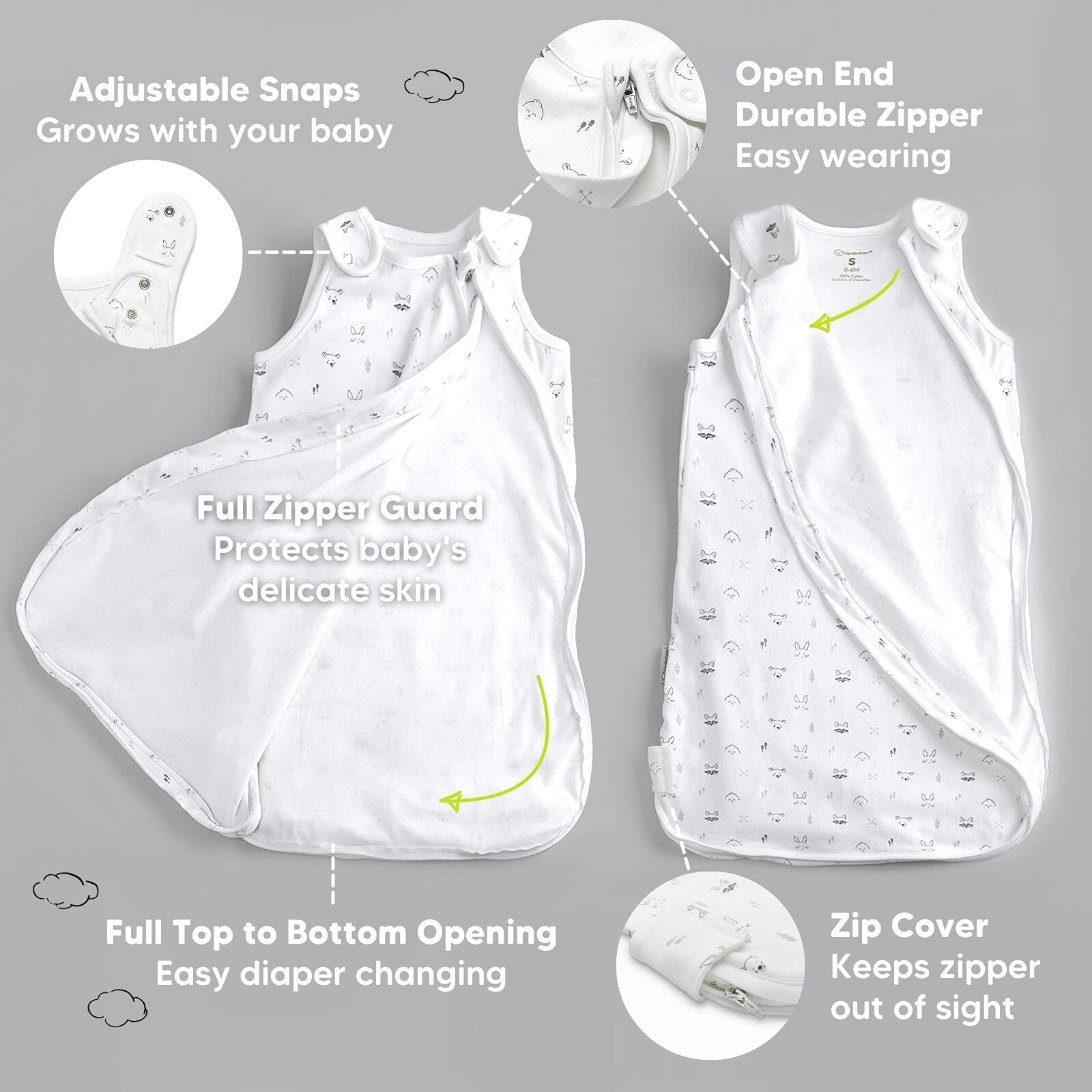 Organic Baby Sleep Sack Wearable Blanket 0-24 Months - Soft Cotton Baby Sleeping Bag for Newborn, Infant, Boy & Girl - Breathable Swaddle Blanket & Baby Sleeper for Safe Sleep - Perfect for Nursery, Daycare & Travel (KeaStory, Large 12-24M)