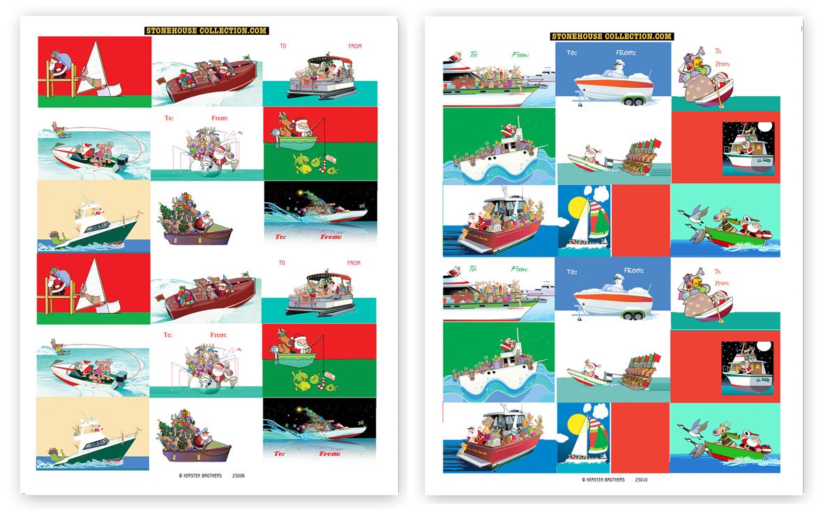 Christmas Boat Stickers - 72 Nautical Gift Stickers for Holiday Presents & Cards