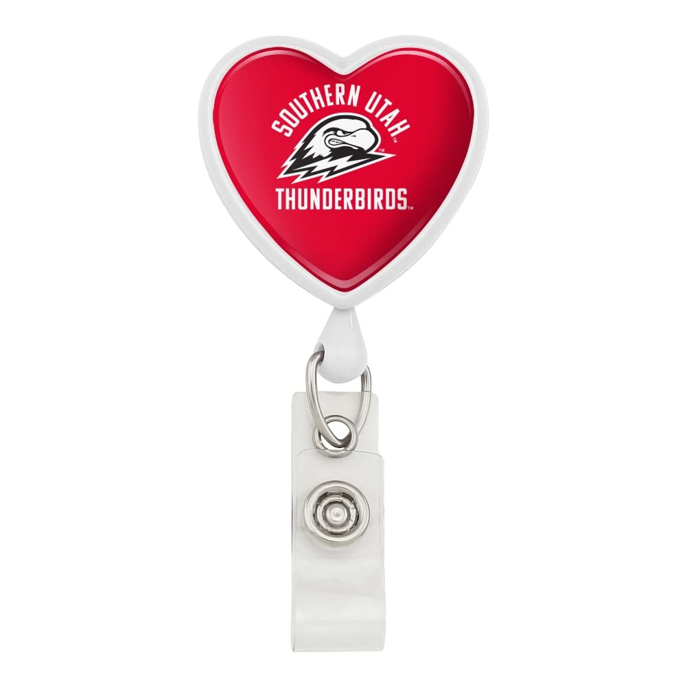 Southern Utah University Thunderbirds Heart Lanyard with Retractable Reel - Badge ID Card Holder for School, Work & Events