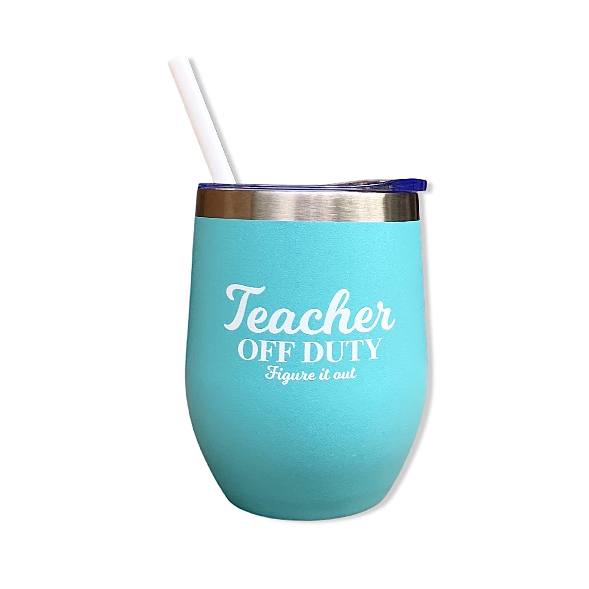 Best Teacher Mint 12oz Tumbler - Teacher Off Duty Cocktail Tumbler, Perfect Student Gift for Teacher Appreciation, End of Year Gift, Ideal for Classroom, Home, or Outdoor Use