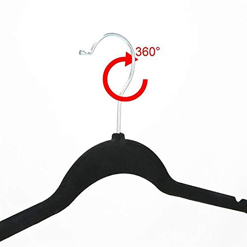 15pcs Non-Slip Velvet Hangers - Space Saving Suit Hangers with 360° Swivel Hook, Ultra Thin & Durable Clothes Hangers for Wardrobe Organization (Black) - Perfect for Closets, Travel & Delicate Garments