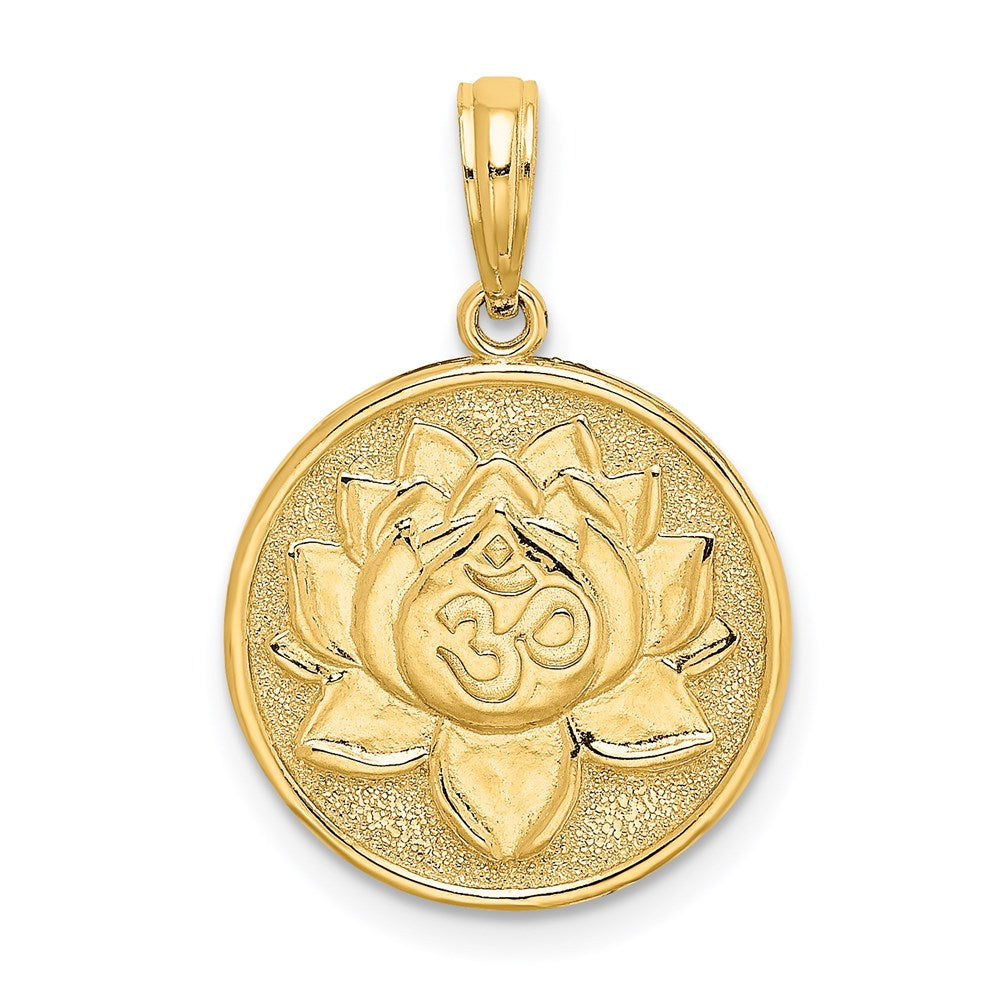 Gold Om Pendant with Lotus Flower Design - Model K7051 | Spiritual Jewelry for Meditation & Yoga Gifts