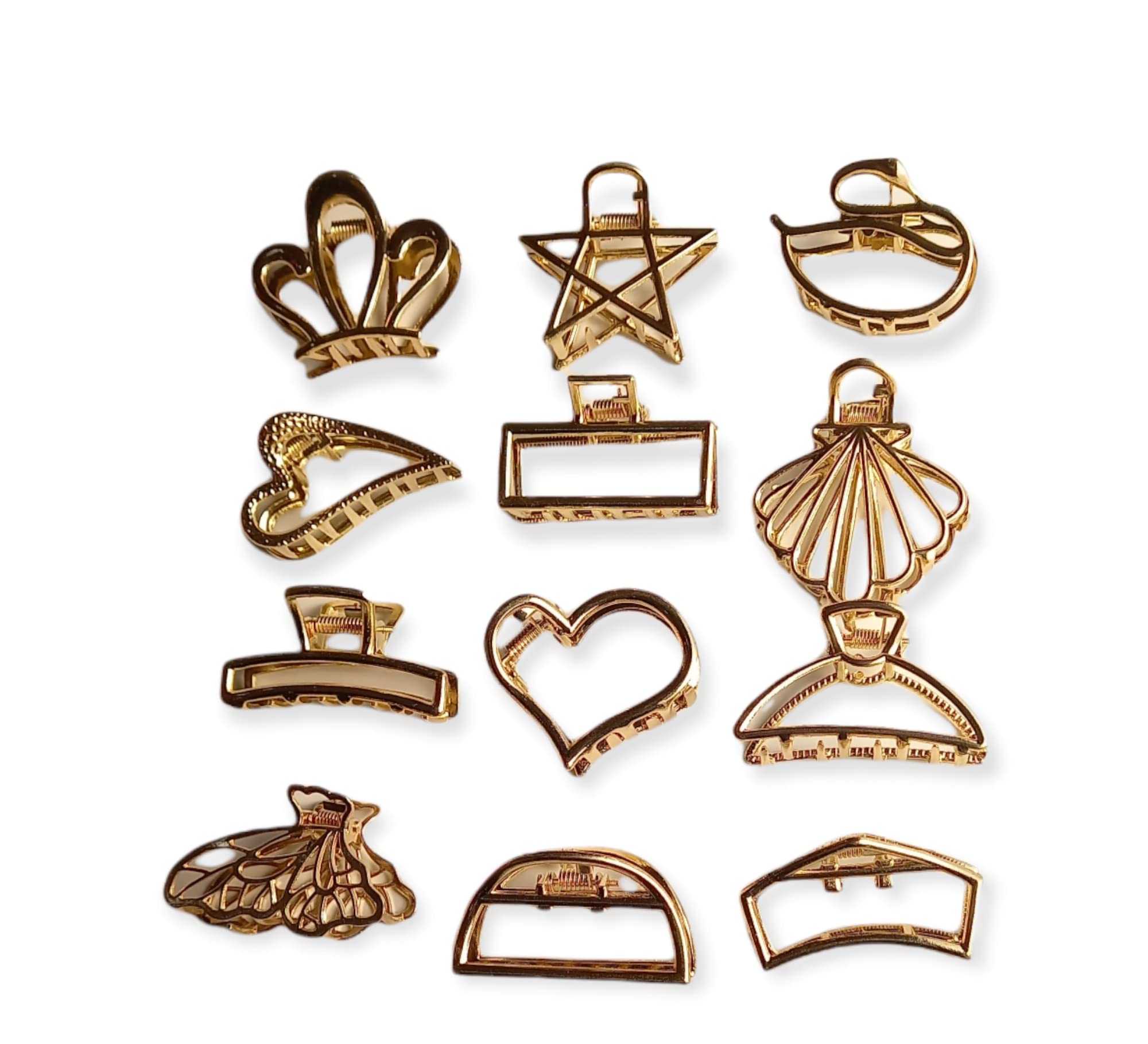 12 PCS Women's Metal Hair Claws Barrettes - Elegant Hair Accessories & Hairpins for Ladies & Girls - Perfect for Parties, Weddings & Everyday Styling