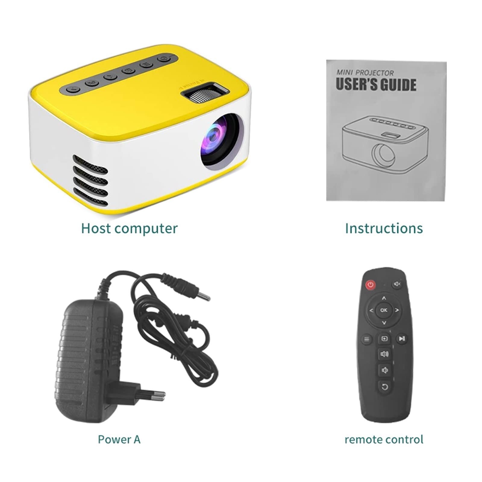 SVIOR Mini Projector 1080P HD - Wireless Phone Screen Mirroring for Home Theater & Office Presentations | T20 Yellow | AU Plug | Portable Movie Night & Business Meeting Projector