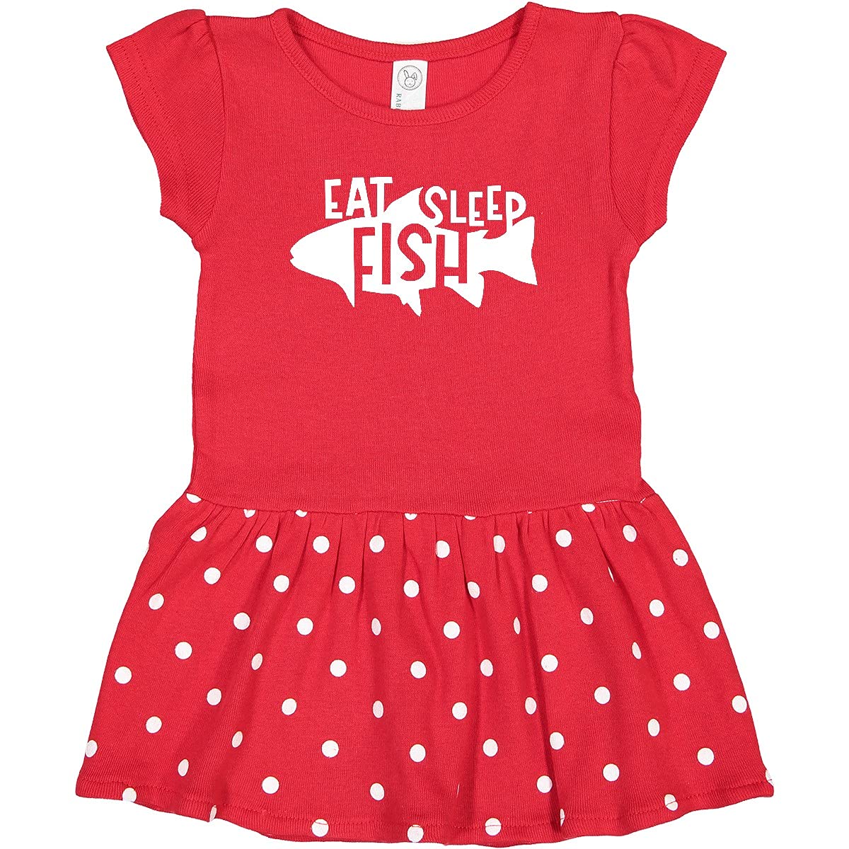 Inktastic Eat Sleep Fish Silhouette Toddler Dress - Cute Graphic Print Baby Girl Outfit for Fishing, Outdoor Adventures & Casual Playtime