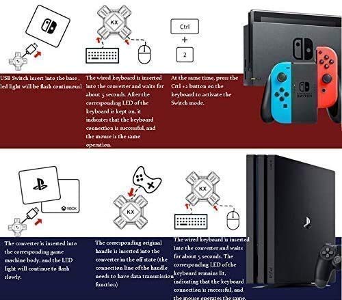 Sehawei USB 2.0 Mouse & Keyboard to Game Controller Adapter - Compatible with PS4, Xbox One, Nintendo Switch & PS3 - Perfect for Gaming, Office Work & Remote Desktop Control