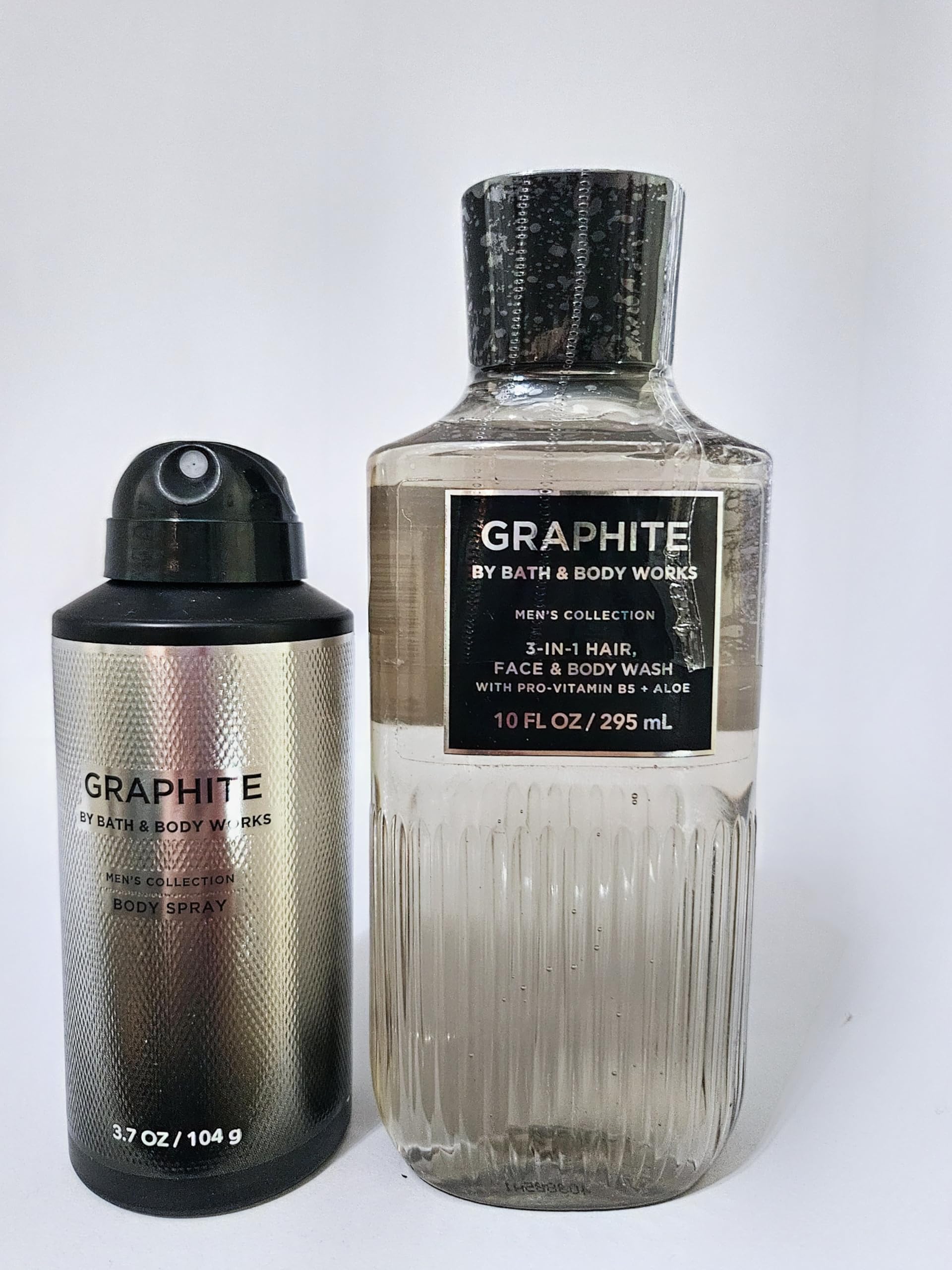 Graphite Men's 3-in-1 Hair Face Body Wash & Body Spray Set - 10 fl oz Shower Gel + 3.7 oz Cologne Mist - Fresh Scent for Gym, Travel & Daily Grooming Routine