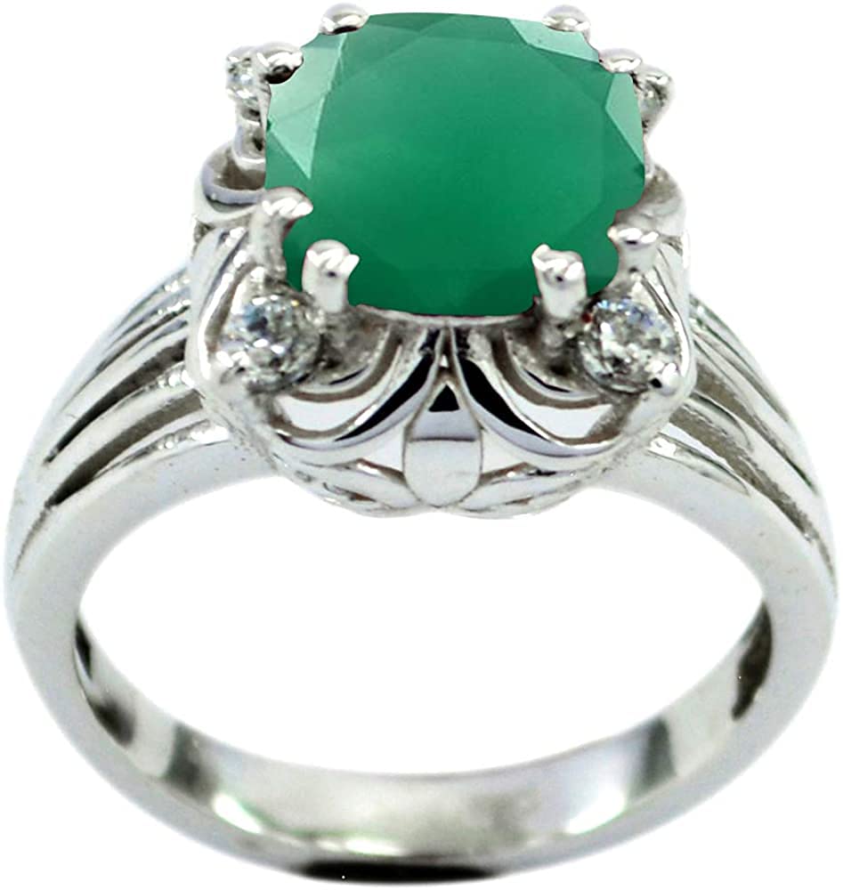 Handcrafted Sterling Silver Dainty Gemstone Crown Ring for Women - Round Shape, Size 4-12 | Elegant Gift for Anniversary, Wedding, Engagement & Party | Perfect for Date Night, Bridal Shower & Special Occasions