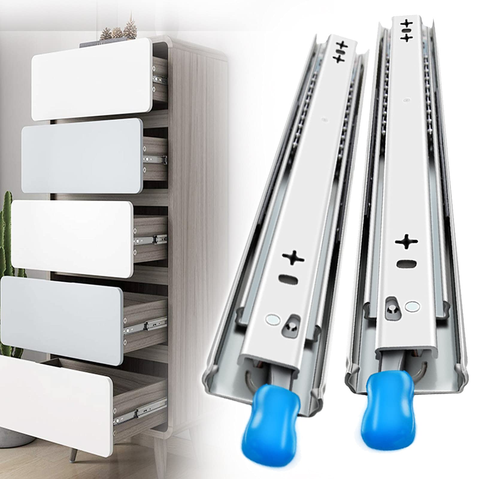 Heavy Duty Soft Close Drawer Slides - Full Extension Side Mount Ball Bearing Slides for Kitchen Cabinets, Office Desks & Furniture (58inch/1450mm) - Easy Installation for Smooth, Quiet Drawer Operation