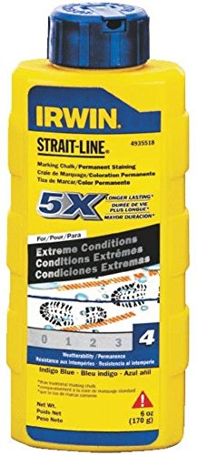 Irwin Strait-Line 8 oz. Permanent Marking Chalk Blue - 1 Pack - Industrial Chalk for Construction, Masonry & Woodworking - Ideal for Job Site Marking & Layouts
