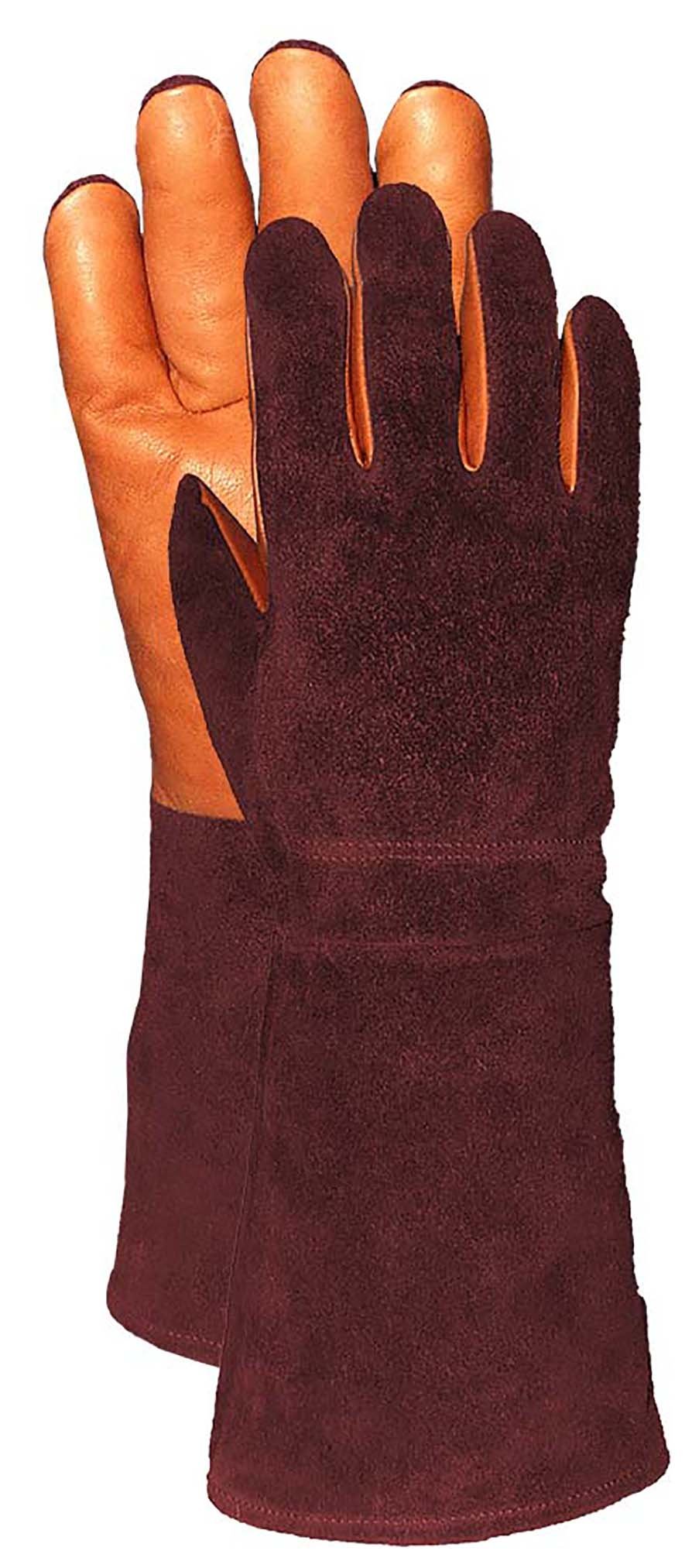Premium 100% Cow Grain Leather Gardening Gloves - Rustic Brown, Medium Size | Durable Work Gloves for Gardening, Landscaping & Outdoor Protection