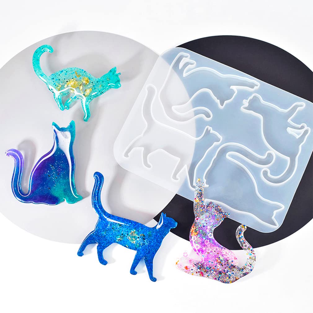 Premium Cat Resin Molds for DIY Jewelry Making - 10pcs Epoxy Animal Silicone Molds with Brooch Pins - Perfect for Handmade Pendants, Charms & Craft Projects - Great for Gifts, Home Decor & Creative DIY Crafts