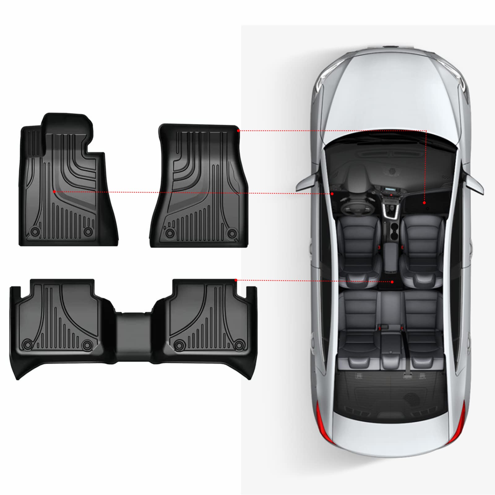 Custom Fit All-Weather Floor Mats for 2019-2022 Mazda 3 - 1st & 2nd Row Premium Car Floor Liners - Black - Perfect for Daily Commute, Road Trips & Winter Protection