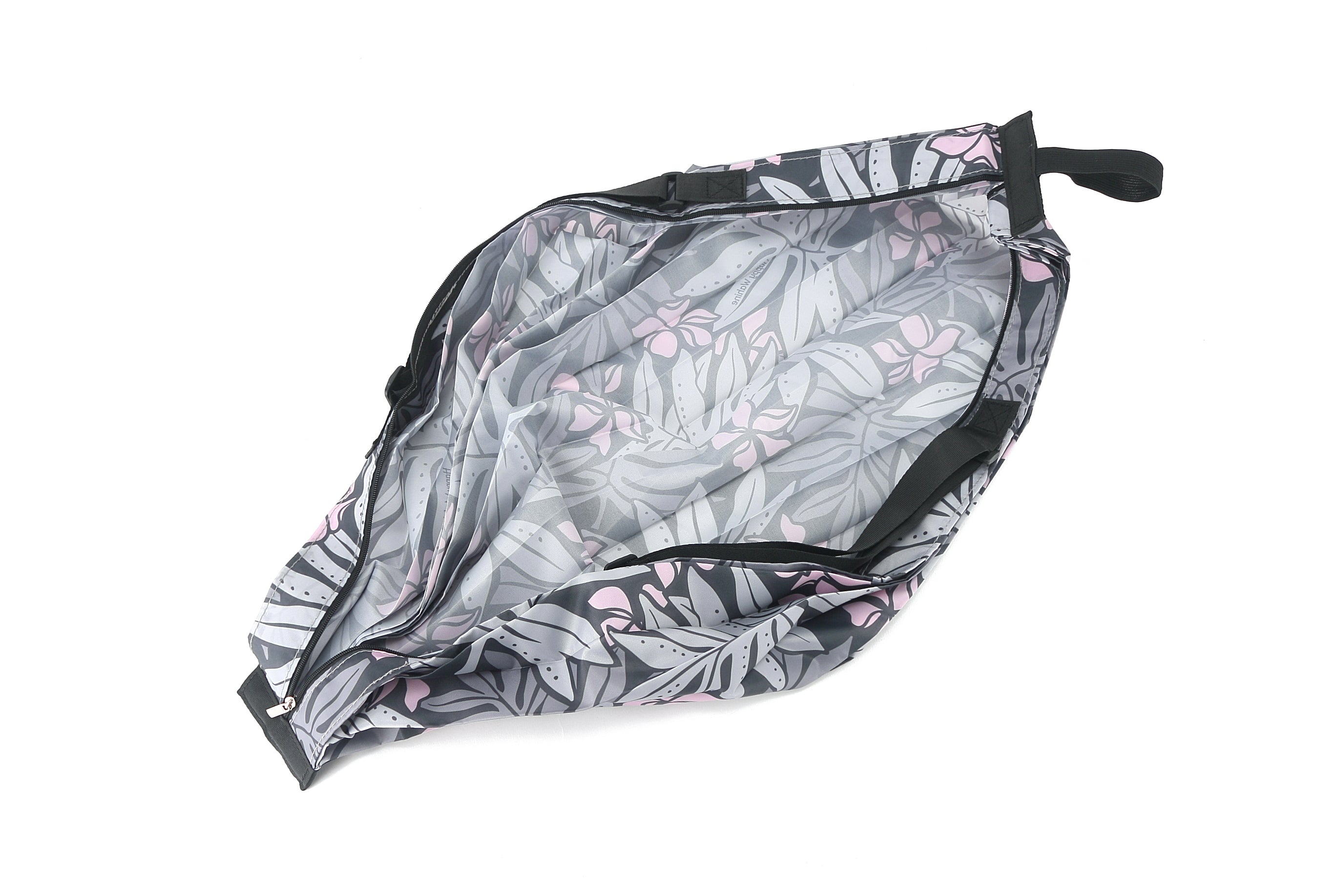 Foldable Reusable Shopping Bag - Jazmine Laua'e Grey | Eco-Friendly Grocery Tote for Groceries, Beach, Travel & Daily Use
