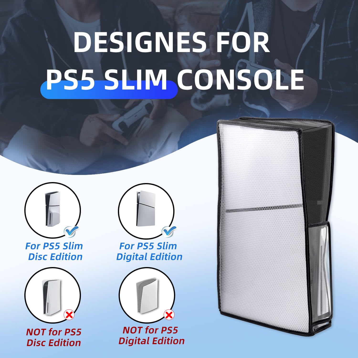 Dust Cover for PS5 Slim DE/UHD Console with Clear View Window - Protective Shield for PlayStation 5 Slim (Not Compatible with PS5/PS5 Pro) - Perfect for Gaming Setup & Console Protection